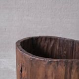 Large French Natural Wooden Trunk Planter