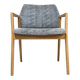 Vintage armchair from the 60s/70s in wood and grey fabric – with armrests.