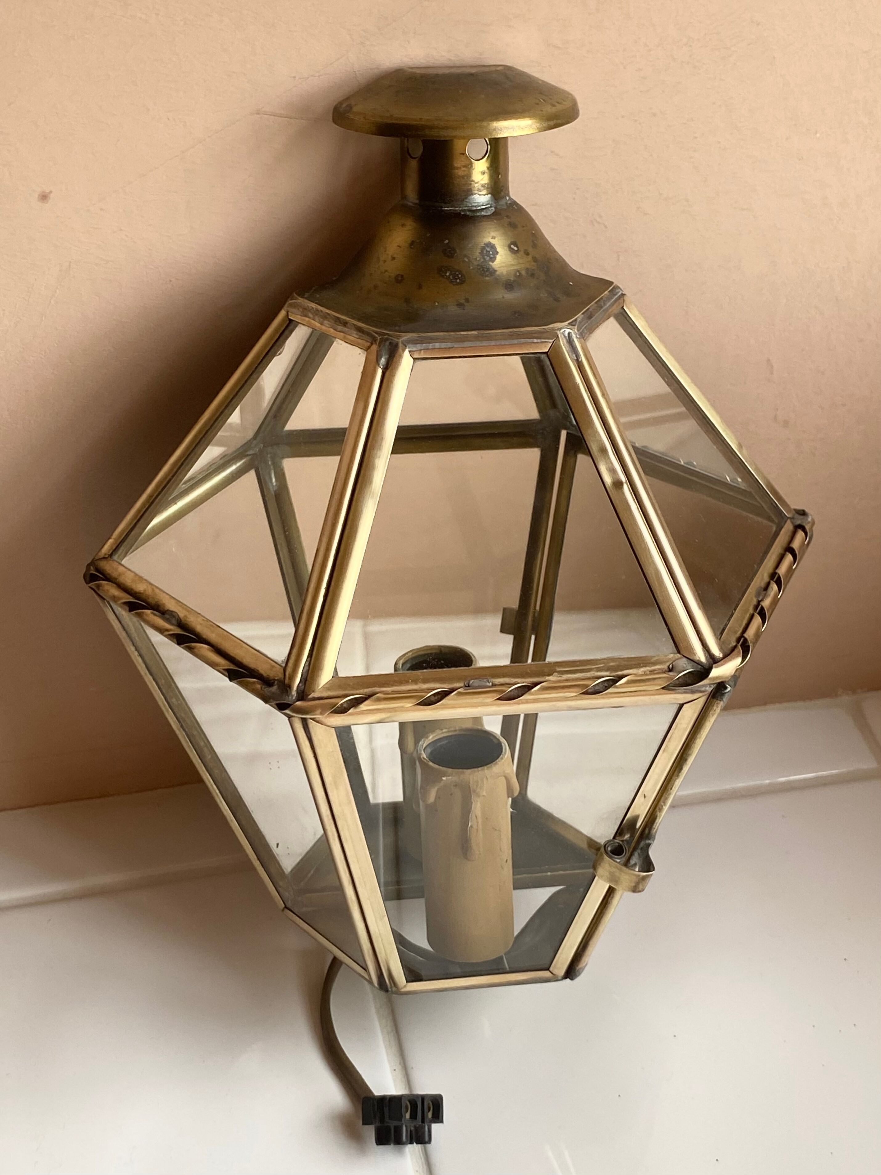 Mirror wall lamp, brass 50s