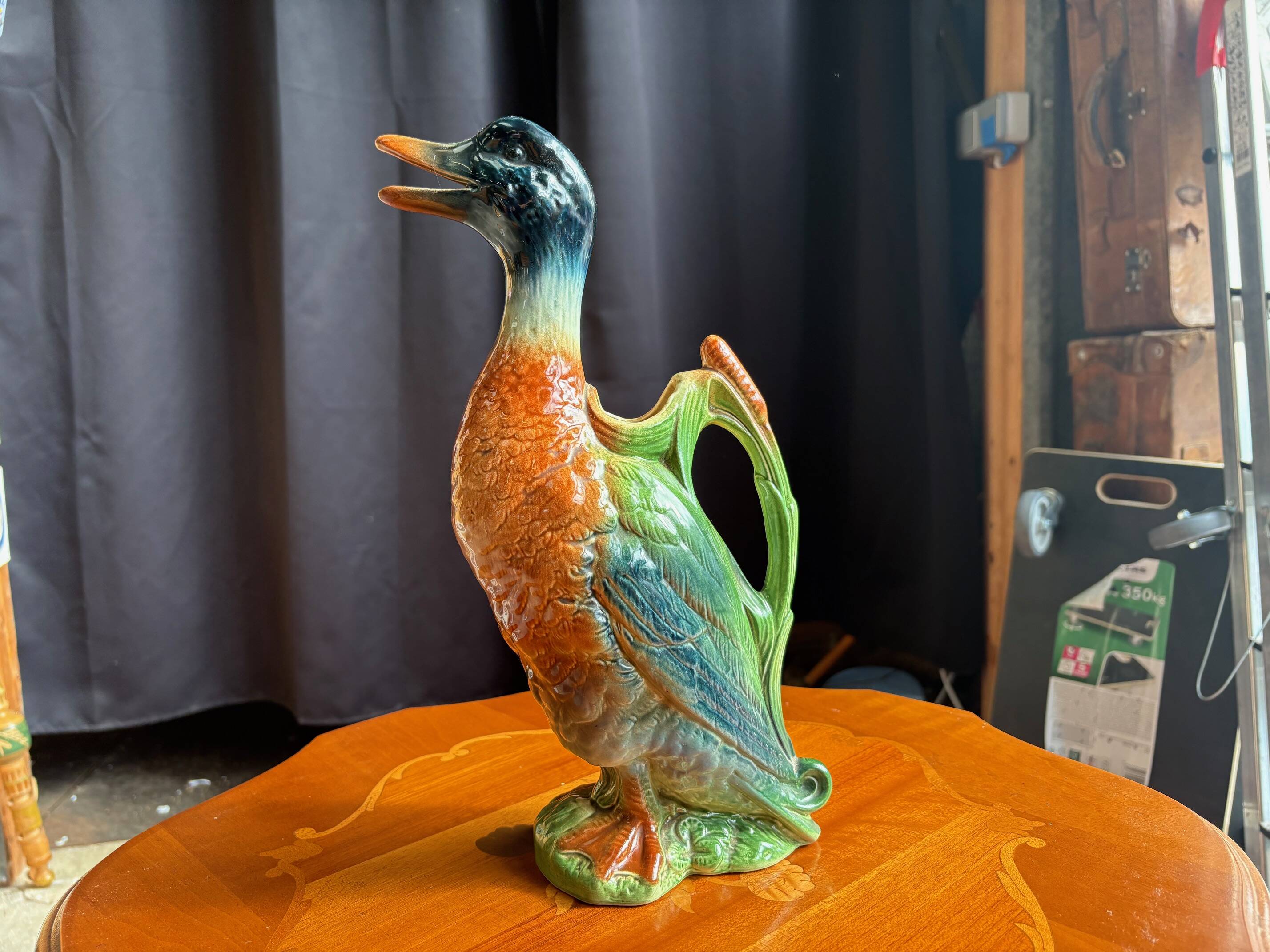 Glazed ceramic duck-shaped pitcher – St-Clément, France (1950s-60s)