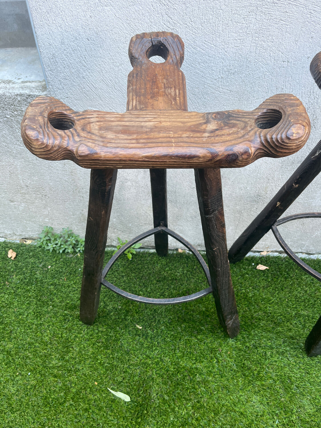 2 Brutalist "Marbella" bar stools, Confonorm Spain, 1960s