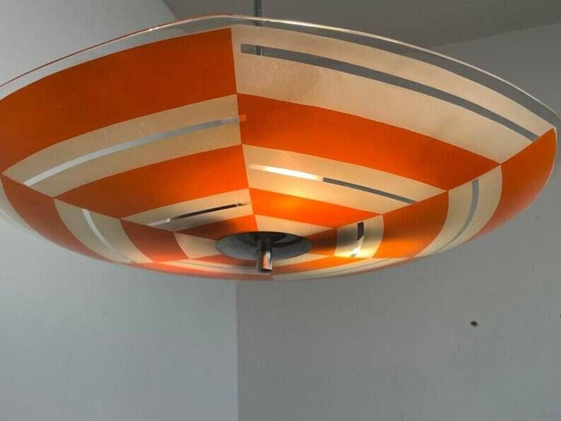 Mid-century design glass pendant by Napako, Czechoslovakia, 1970s.