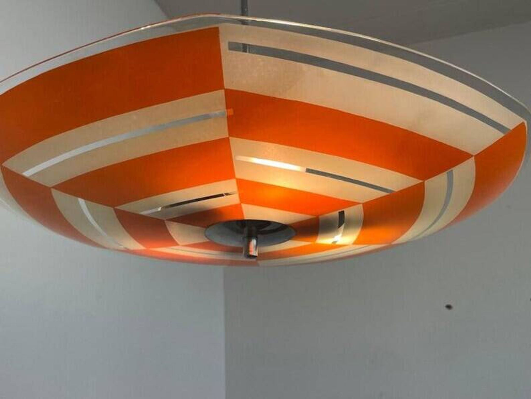 Mid-century design glass pendant by Napako, Czechoslovakia, 1970s.