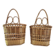 set of 2 vintage hanging rattan baskets
