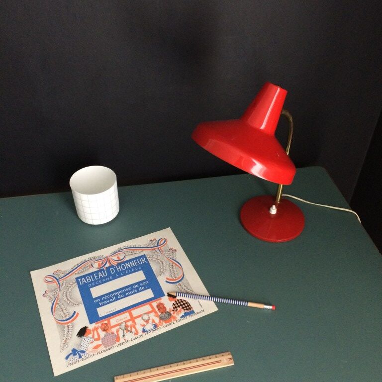 Red Aluminor lamp, 50s