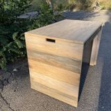 Desk in cream and blue patinated pine