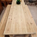 Set farmhouse table and 2 benches