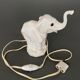 Art Deco 1930 elephant night light in white porcelain