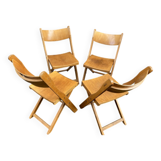 4 chaises de café Bistrot Terrasse pliantes en bois 60's french Folding Patio Restaurant chairs