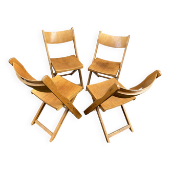 4 folding wooden café chairs Bistrot Terrace 60's French Folding Patio Restaurant chairs