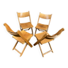 4 chaises de café Bistrot Terrasse pliantes en bois 60's french Folding Patio Restaurant chairs