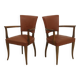 Pair of vintage bridge armchairs year 60 in imitation rust leather.