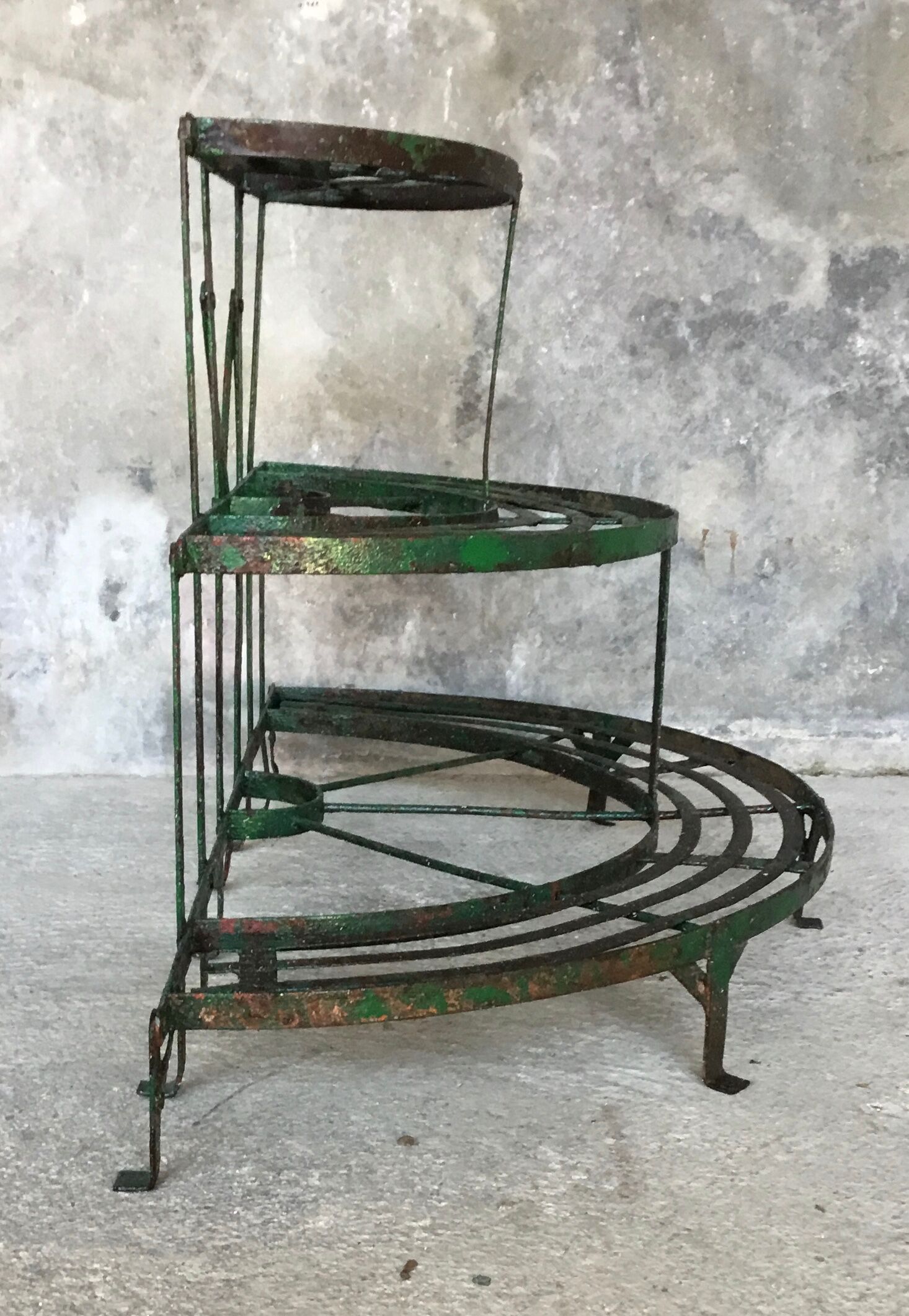 Metal half-moon plant holder - twentieth century