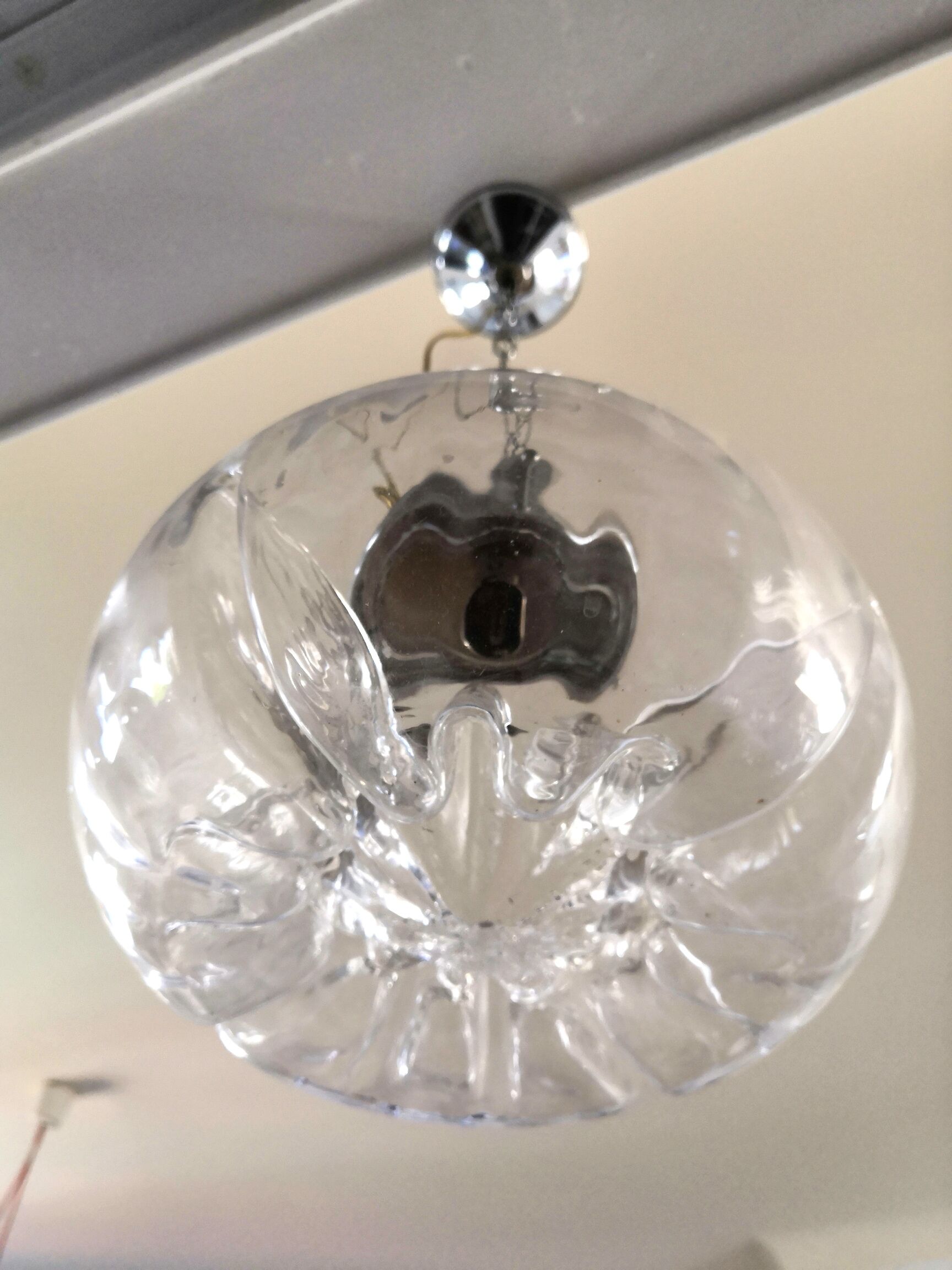 Suspension in pleated glass type Mazzega design 70s