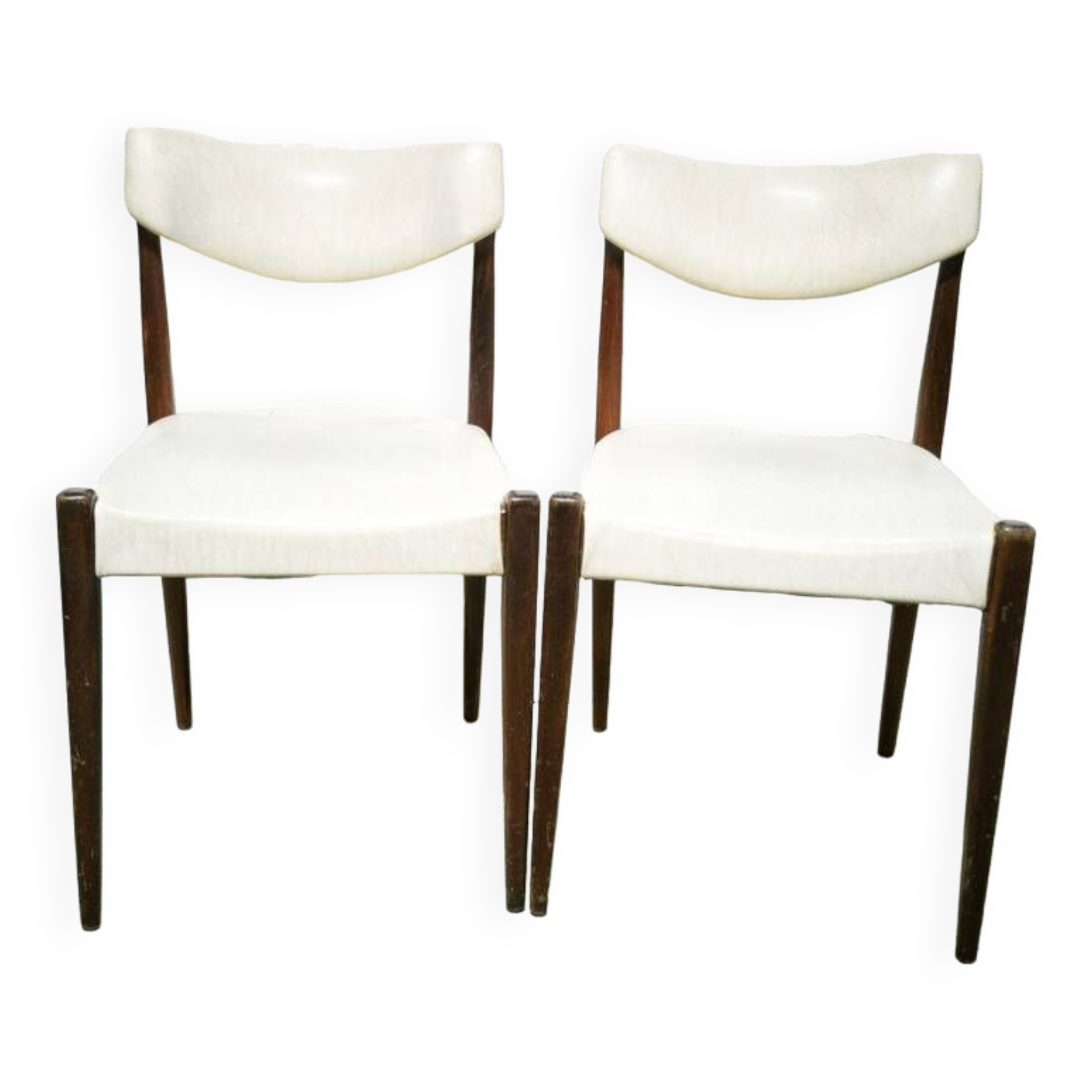 Pair of vintage teak and skai chairs
