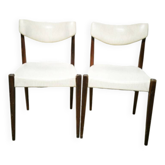 Pair of vintage teak and skai chairs