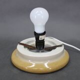 Czechoslovak midcentury ceramic table lamp with opaline glass, 1960s