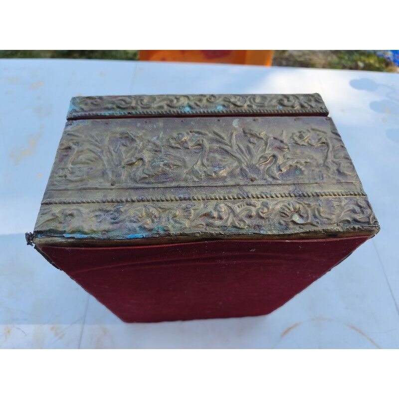 Antique repoussé brass box