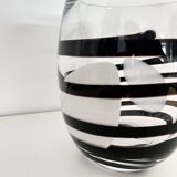 Vintage Kosta Boda Clear & Black Swirl Striped Art Vase, Sweden, 1990s