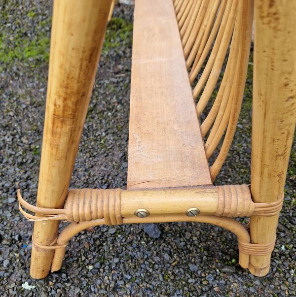 Lit corbeille en rotin années 70