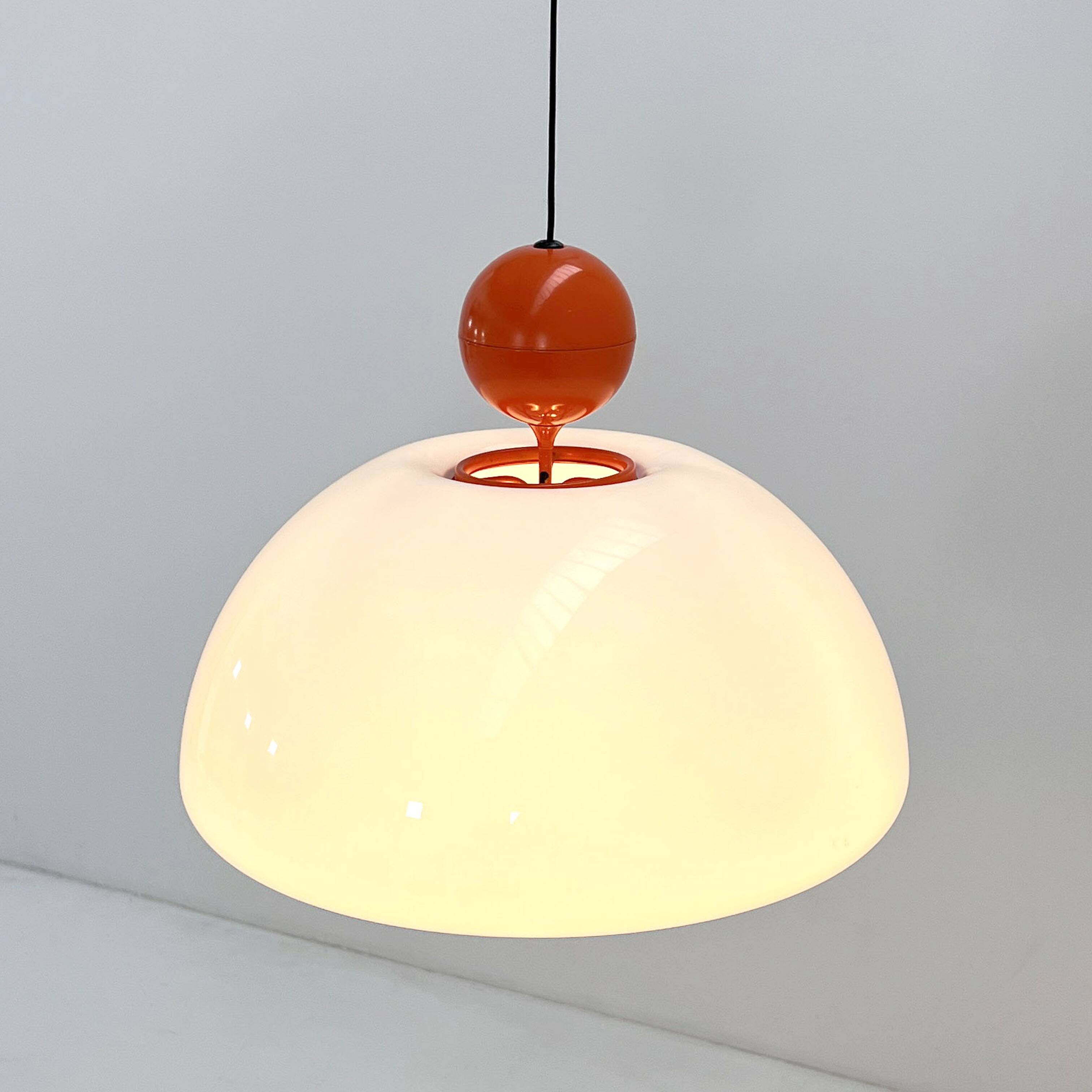 Suspension Saliscendi Orange by Elio Martinelli for Martinelli Luce, 1970