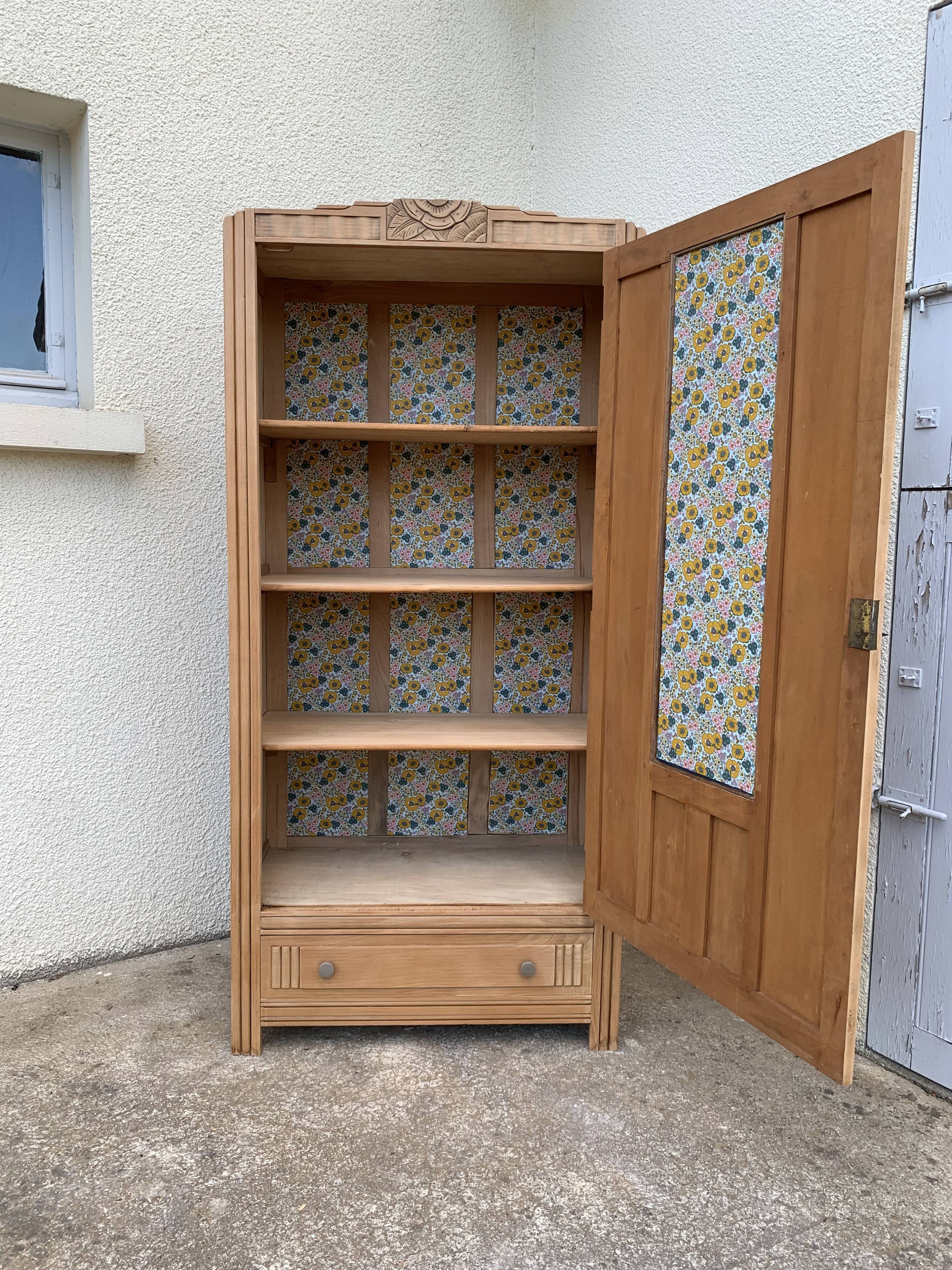 Parisian wardrobe art deco wood brut
