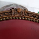 Set of Louis XV Cabriolet Chairs – Carved Wood & Bordeaux Leather