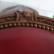 Set of Louis XV Cabriolet Chairs – Carved Wood & Bordeaux Leather