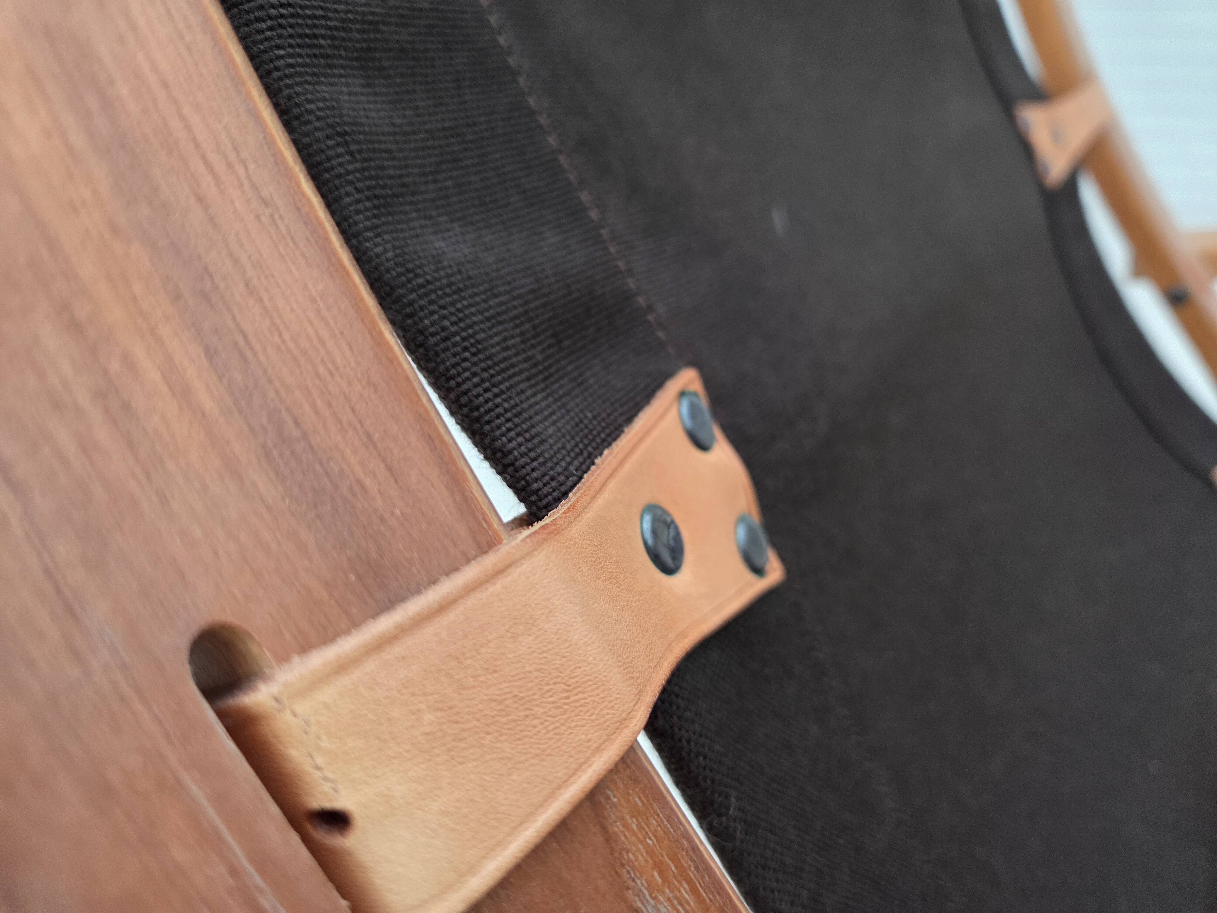 1970s, Danish armchair by Komfort, furniture leather, canvas, bent wood.