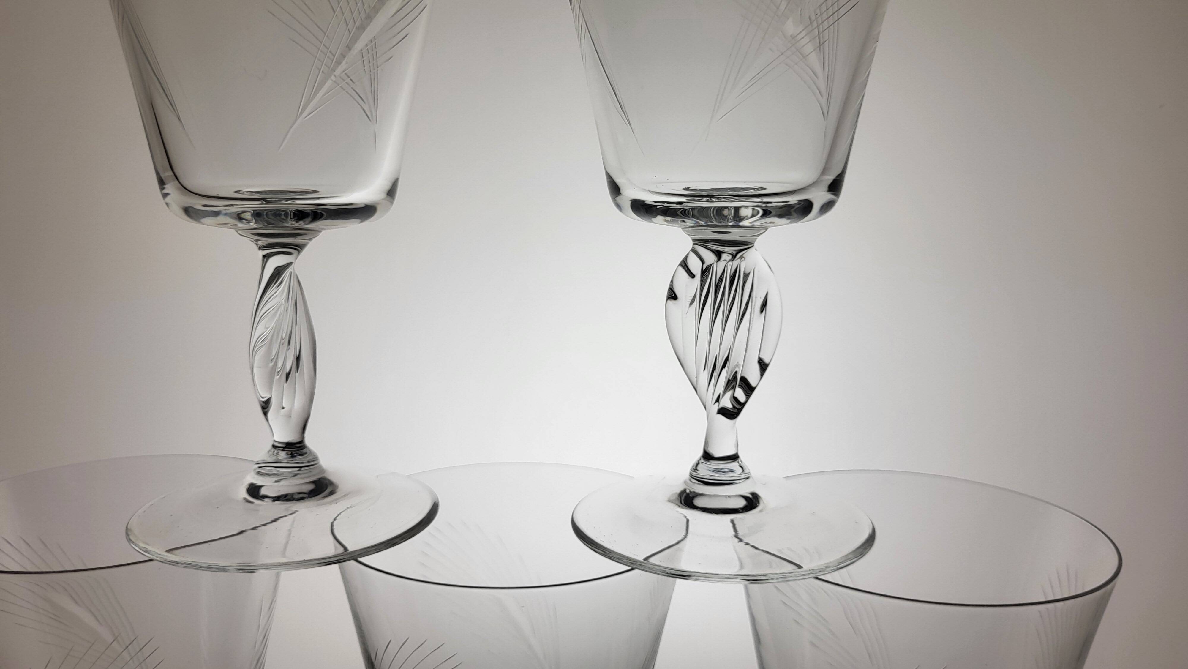 6 crystal water/wine glasses from the 60s (wheat)