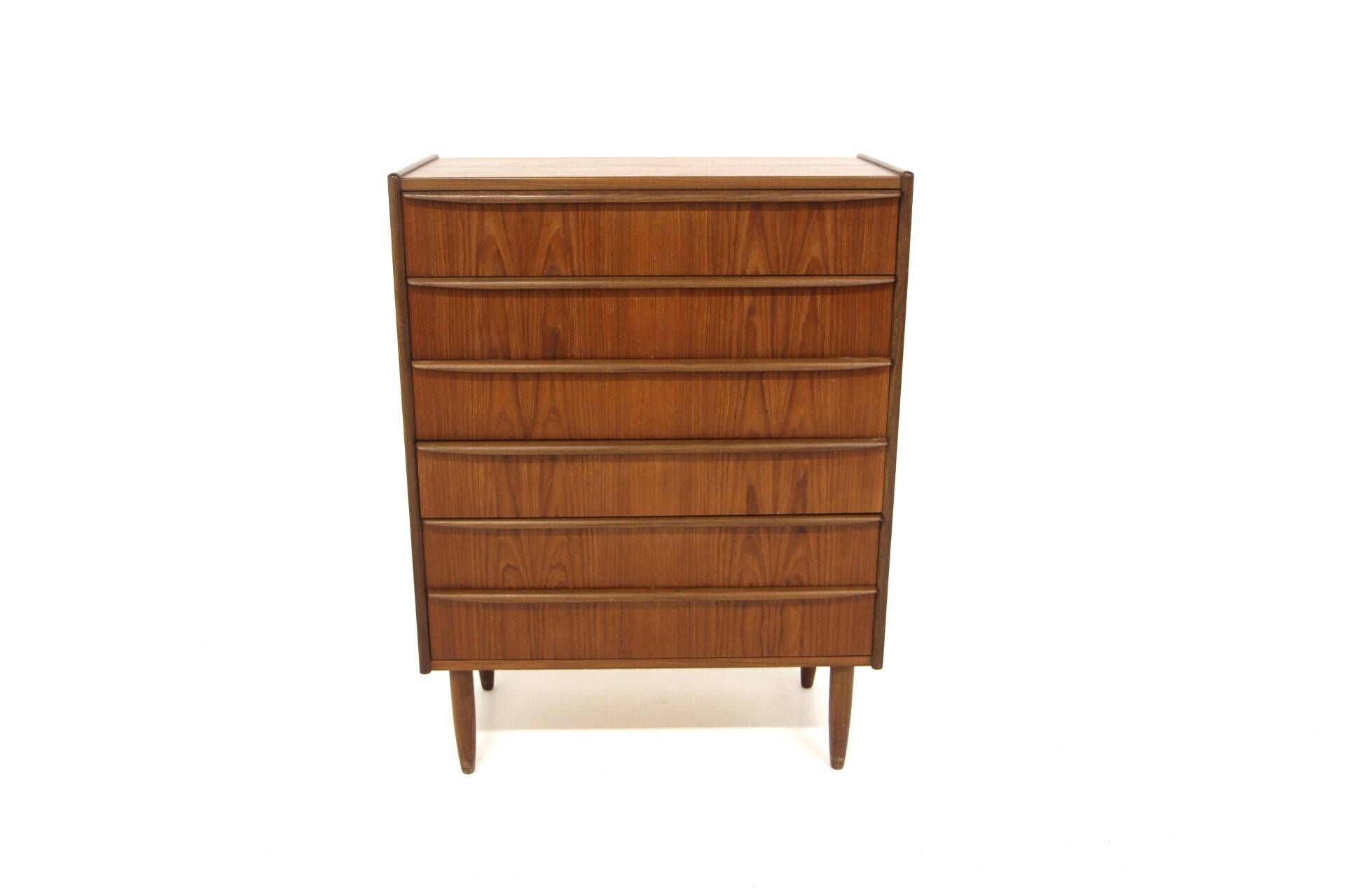 Scandinavian "tallboy" chest of drawers in teak, Denmark, 1960.