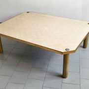 Important vintage italian coffee table 1960 in formica, brass & gold steel