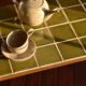 Vintage coffee table green tiles