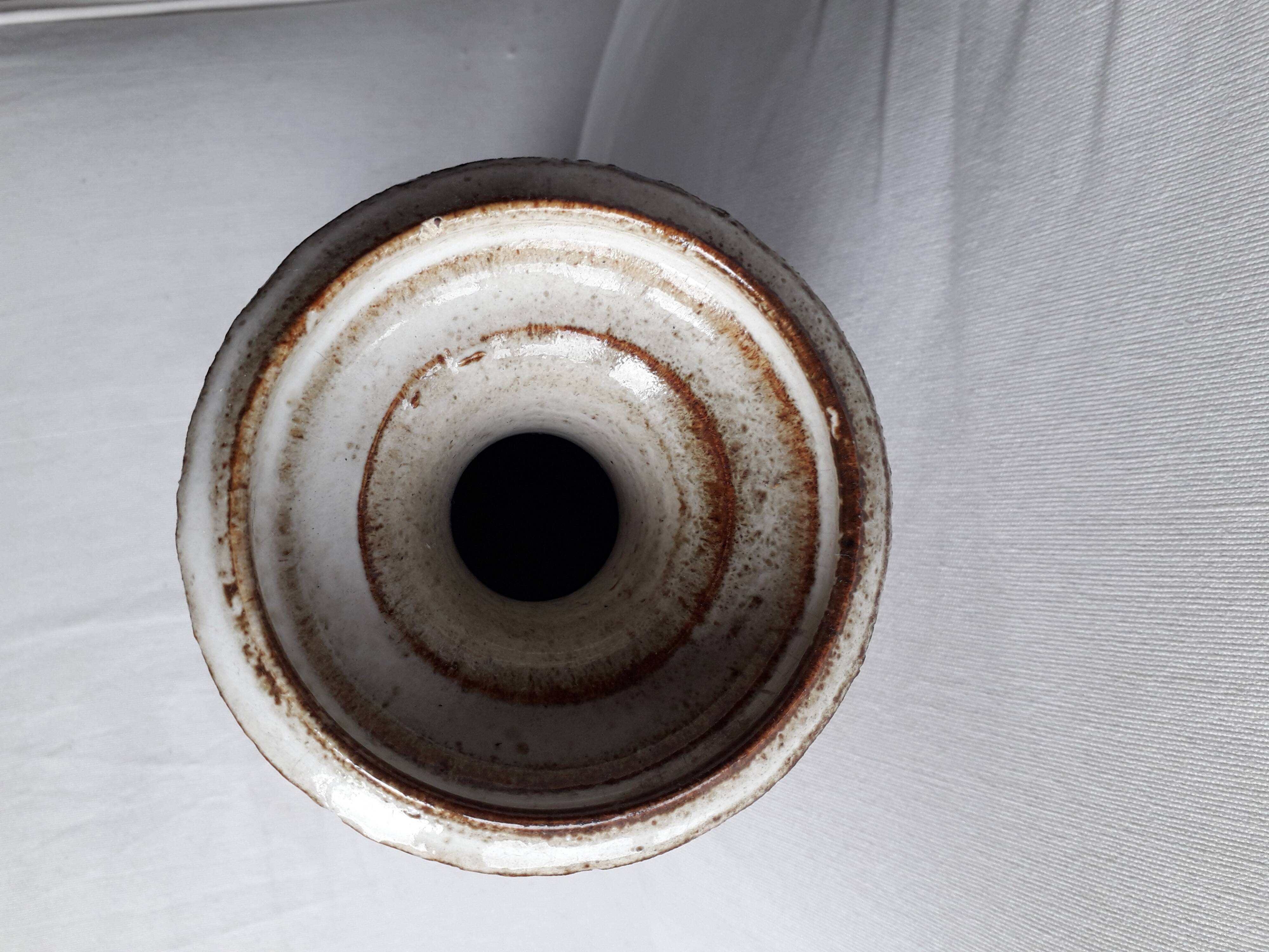 Vintage stoneware vase with naive decor