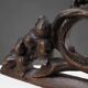 Oak pediment with hand-carved oak leaves around a wreath, France ca. 1850