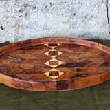 Geometric patterned wooden tray