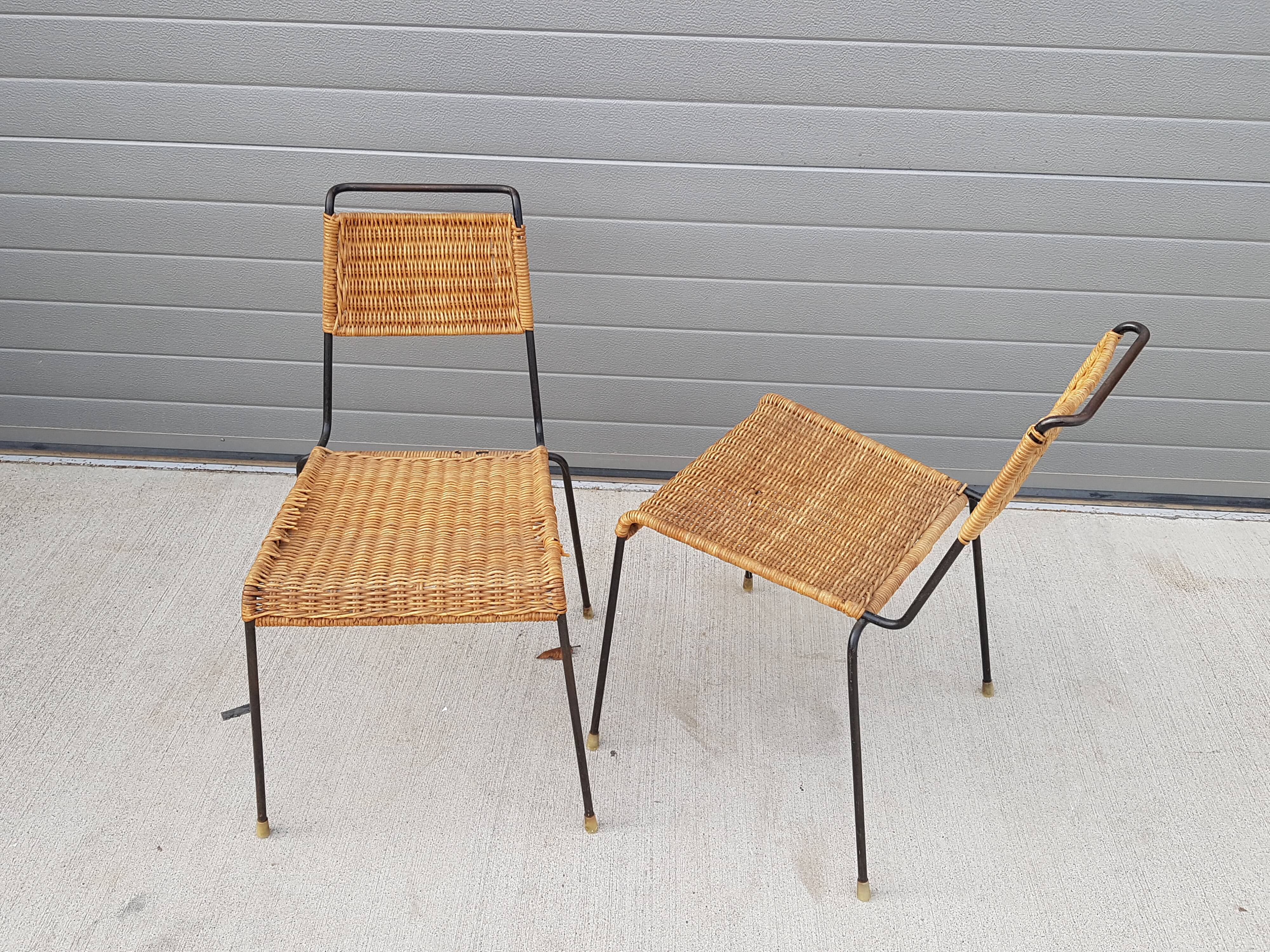 Chaises métal & rotin