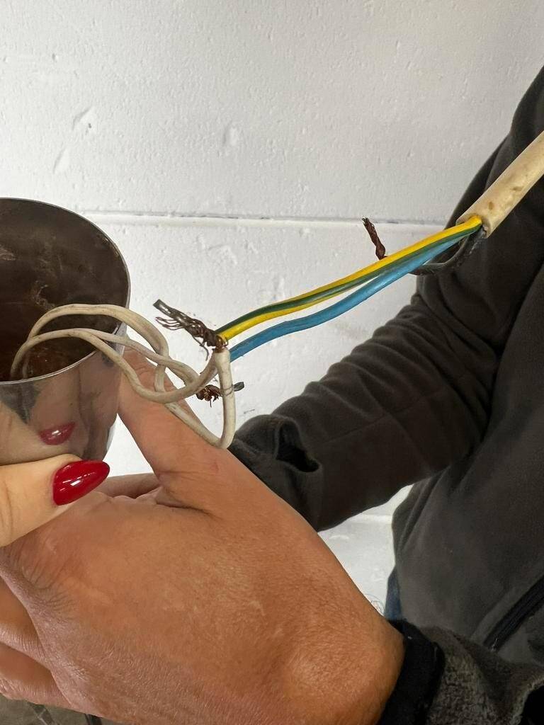 Lustre vintage chromé / suspension avec 6 points lumineux