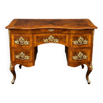 Antique baroque-style desk from Dresden with five drawers.
