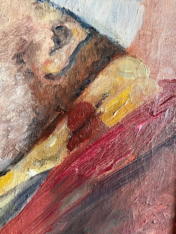 Tableau ancien peinture huile sur toile portrait homme signé Y. Mercier Contart