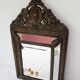 Ancien miroir français en laiton repoussé avec fronton XIXe siècle (56 cm)