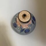 Small enameled ceramic lamp base with flower patterns