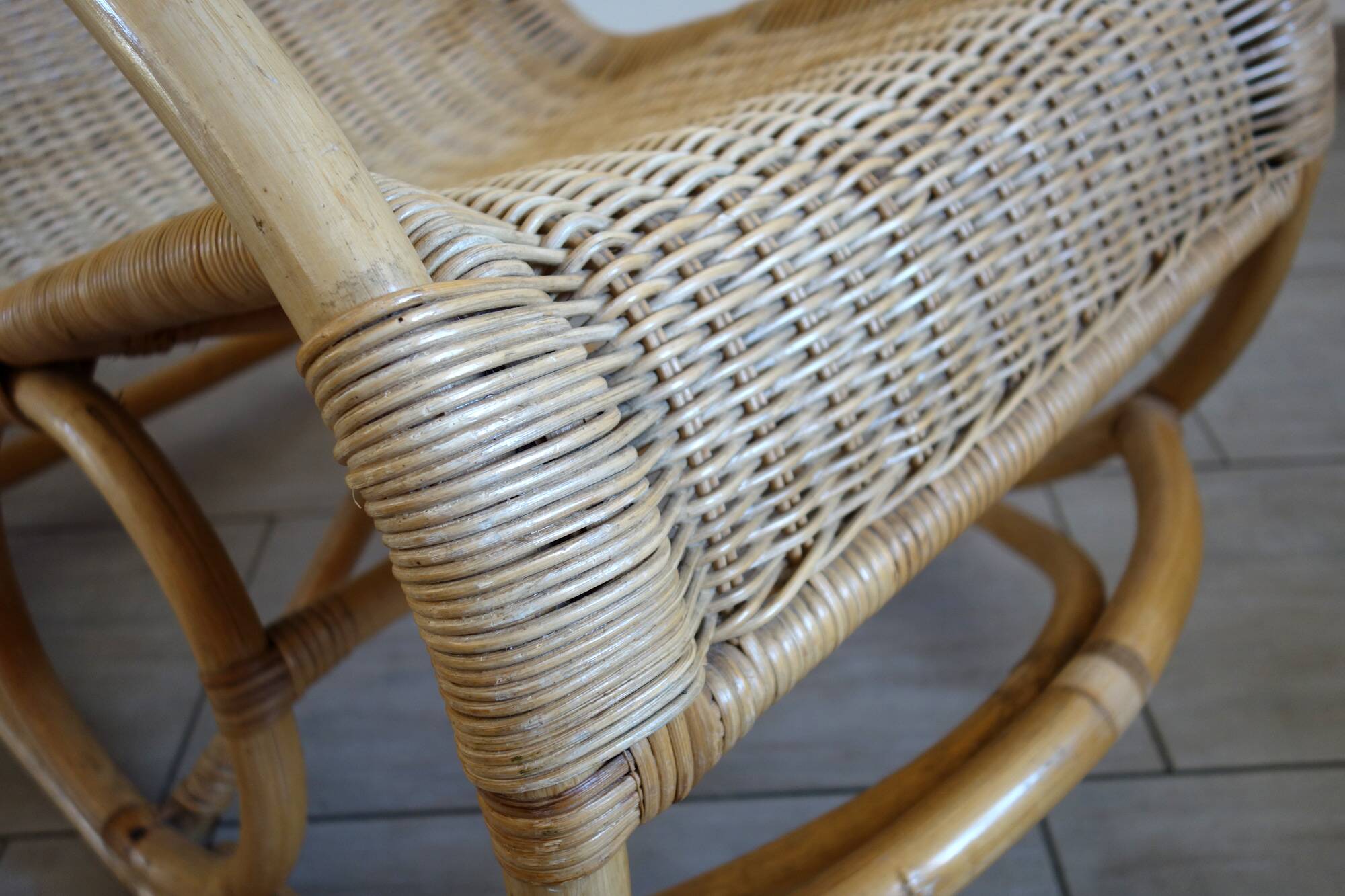 Vintage rattan bamboo rocking chair