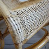 Vintage rattan bamboo rocking chair
