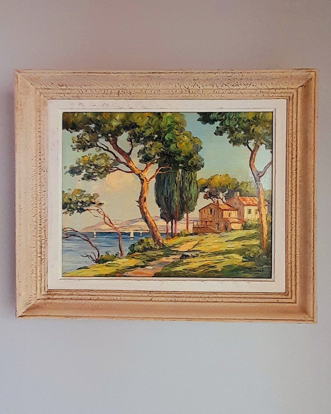 Oil on canvas signed, farmhouse Provençal seaside