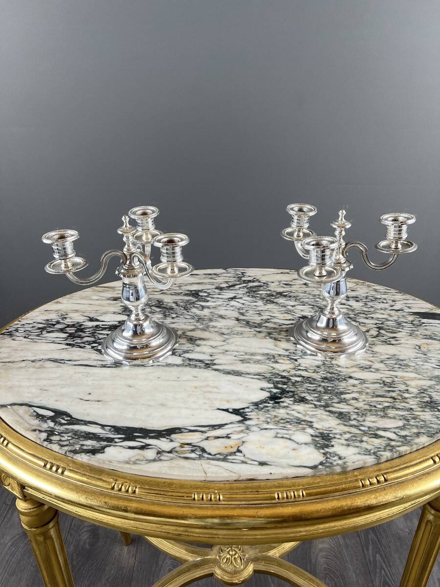 Pair of silver-plated candelabra, 20th century