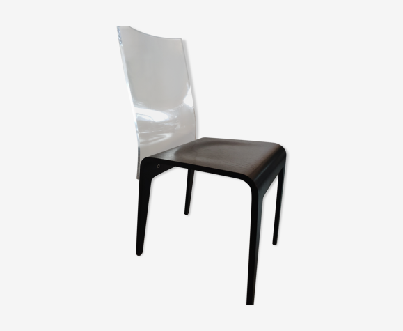 Chaise roche Bobois bois marron foncé et plexiglass | Selency