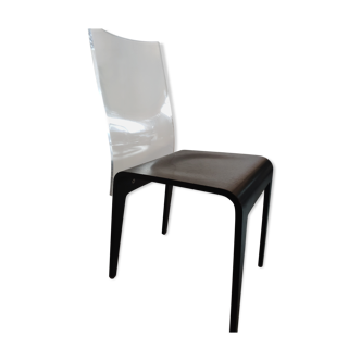 Chaise roche Bobois bois marron foncé et plexiglass