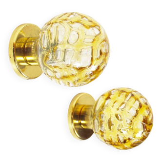 Pair of vintage brass wall lamps by Doria Leuchten