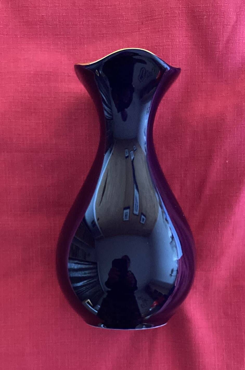 Limoges porcelain vase cobalt blue peacock motif orientalist flowers